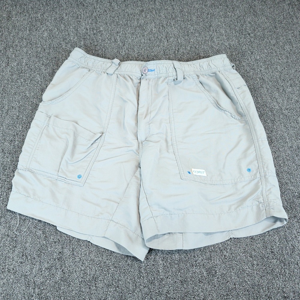 Coast Mens Anglershorts Size L Gray 100% Nylon Fishing Utility Cargo Shorts 6in